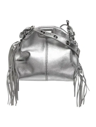 Pre-owned Maje Leather Shoulder Bag In Metallic/silver