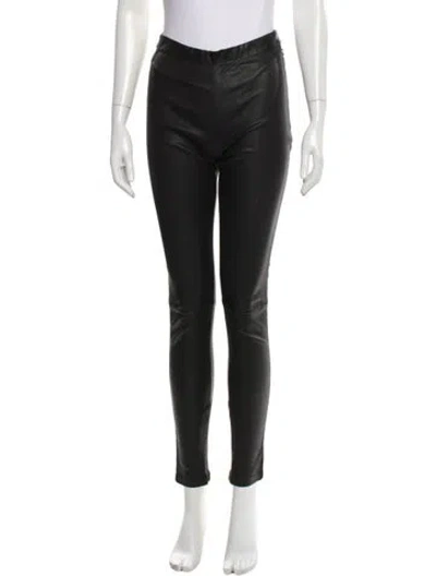 Pre-owned Maje Leather Skinny Leg Pants In Black