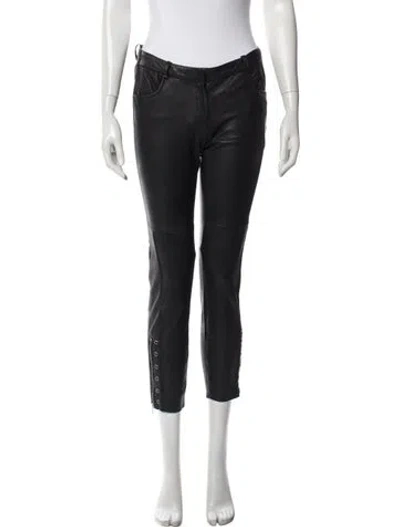Pre-owned Maje Leather Skinny Leg Pants In Black