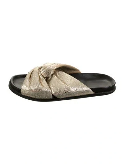 Pre-owned Maje Leather Slides In Gold