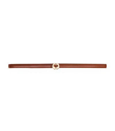 Maje Leather Slim Belt In Brown