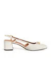 Maje Slingback-pumps Aus Leder Mit Kettenverzierung In White