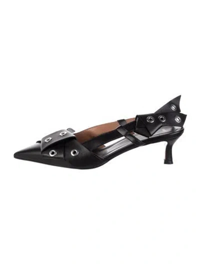 Pre-owned Maje Leather Slingback Pumps In Black