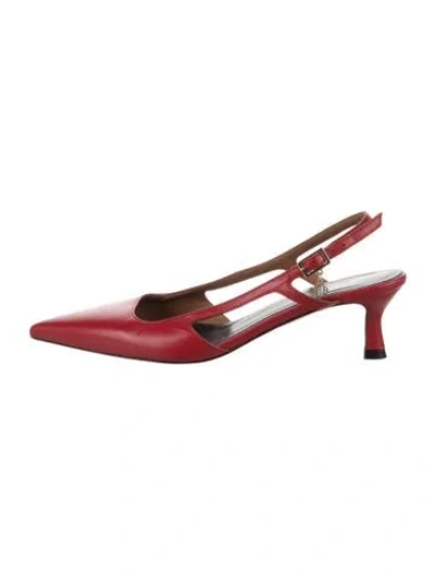 Pre-owned Maje Leather Slingback Pumps In Red