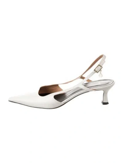 Pre-owned Maje Leather Slingback Pumps In White