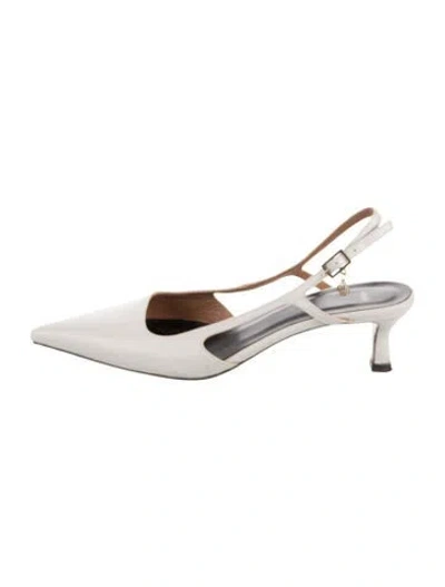 Pre-owned Maje Leather Slingback Pumps In White