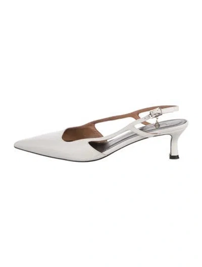 Pre-owned Maje Leather Slingback Pumps In White
