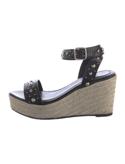 Pre-owned Maje Leather Studded Accents Espadrilles