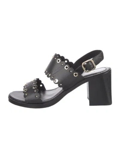 Pre-owned Maje Leather Studded Accents Sandals In Black