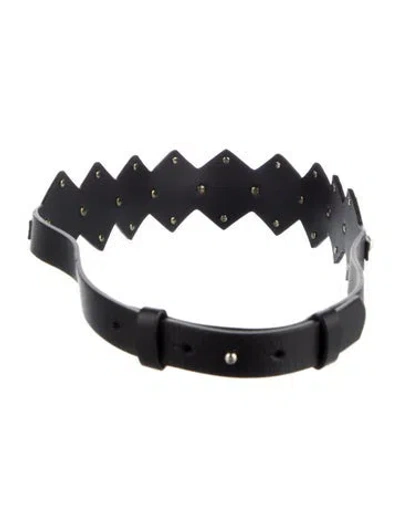 Pre-owned Maje Leather Studded Accents Waist Belt In Black