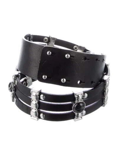 Pre-owned Maje Leather Studded Accents Waist Belt In Black