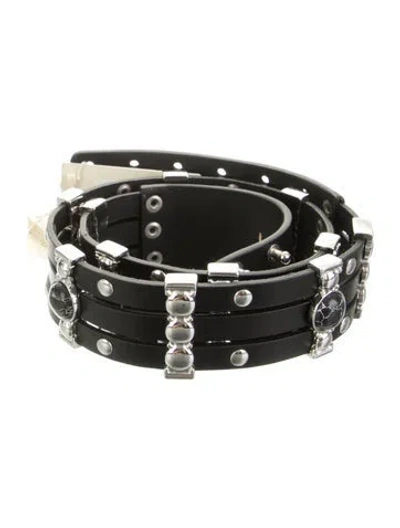Pre-owned Maje Leather Studded Accents Waist Belt W/ Tags In Black