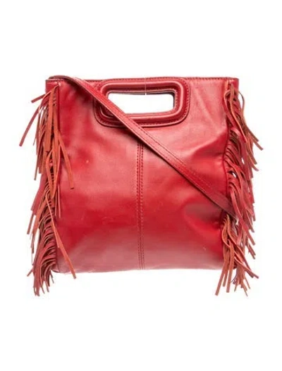 Pre-owned Maje Leather Top Handle Bag In Red