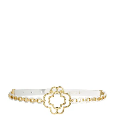 Maje Leather-trim Clover Chain Belt In White