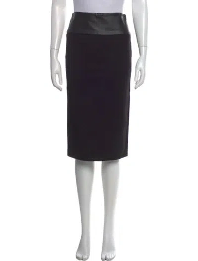 Pre-owned Maje Leather Trim Embellishment Knee-length Skirt In Black