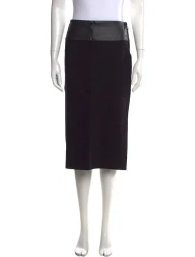 Pre-owned Maje Leather Trim Embellishment Midi Length Skirt In Black