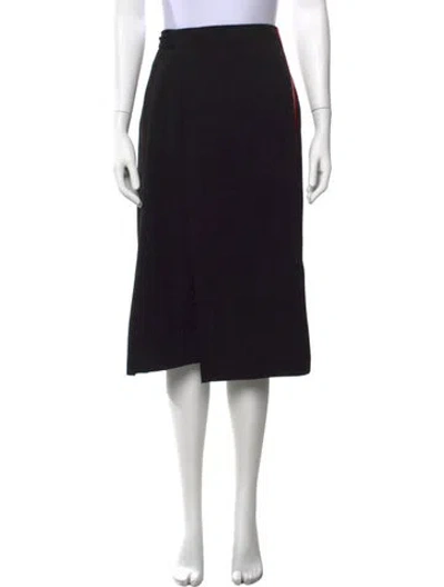 Pre-owned Maje Leather Trim Embellishment Midi Length Skirt In Black
