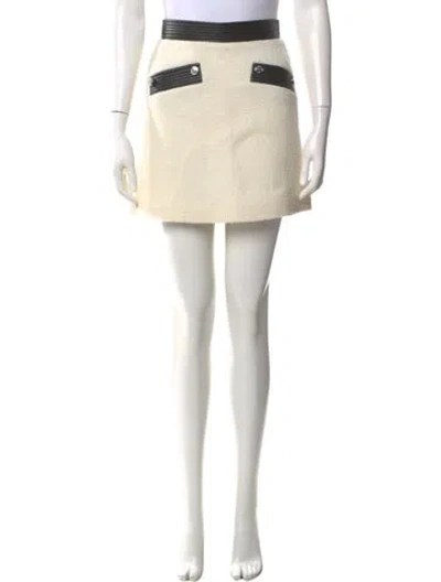 Pre-owned Maje Leather Trim Embellishment Mini Skirt W/ Tags In Neutral