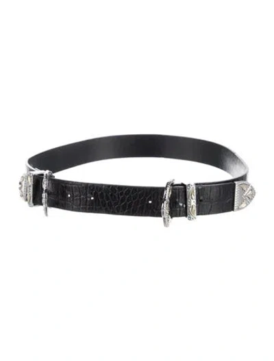 Pre-owned Maje Leather Waist Belt In Black