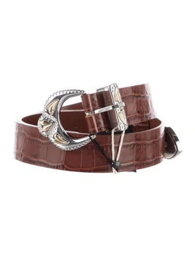 Pre-owned Maje Leather Waist Belt W/ Tags In Brown