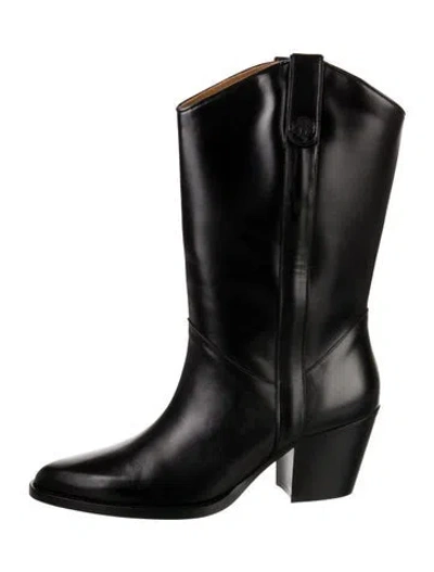 Pre-owned Maje Leather Western Boots In Black