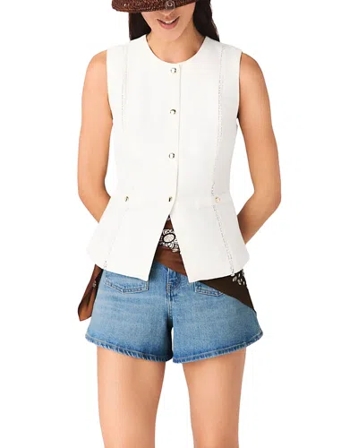 Maje Womens Ecru Sleeveless Floral-guipure Cotton Jacket In White