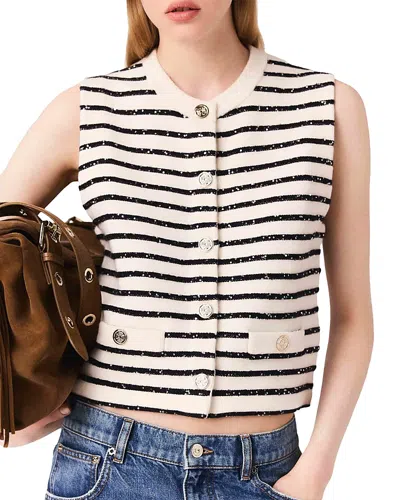 Maje Leli Button Front Top In Neutral