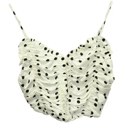 Maje Lenota Polka-dot Crop Top In White Viscose