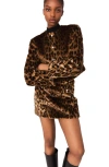 Maje Leopard Faux Fur Jacket In Brown
