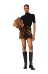 Maje Leopard Faux Fur Mini Skirt In Multi
