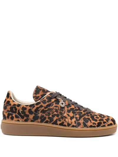 MAJE LEOPARD-PRINT LEATHER SNEAKERS