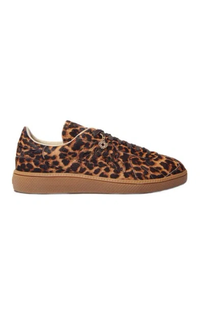 MAJE MAJE LEOPARD PRINT LEATHER SNEAKERS
