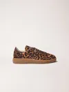 Maje Leopard Print Leather Trainers In Leopard Print