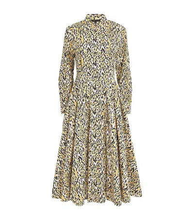 Maje Leopard Print Midi Dress In Brown