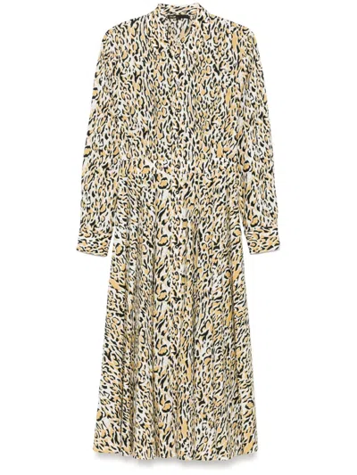Maje Leopard-print Midi Dress In Neutrals