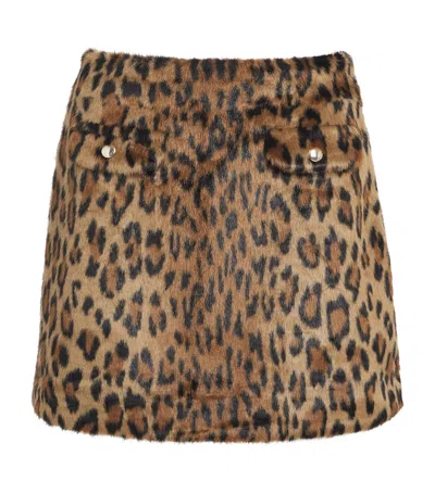 Maje Leopard Print Mini Skirt In Brown