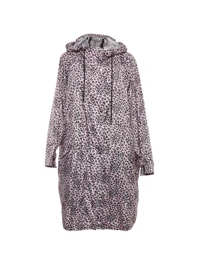 Pre-owned Maje Leopard-print Zip-up Coat In Pink
