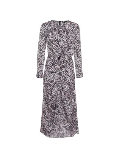 Pre-owned Maje Leopard-print Cut-out Dress In Pink