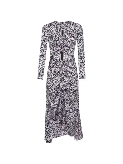 Pre-owned Maje Leopard-print Cut-out Maxi Dress In Pink