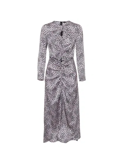 Pre-owned Maje Leopard-print Cut-out Midi Dress In Pink