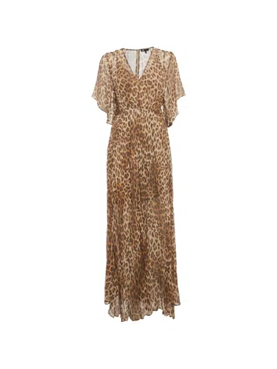 Pre-owned Maje Leopard-print Maxi Dress In Brown