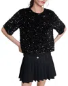 Maje Lequinou Velvet And Sequin Top In Black