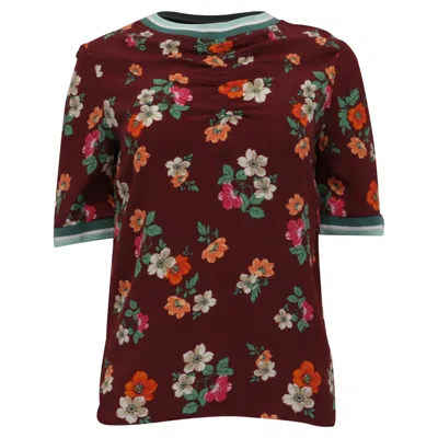Maje Liatis Top In Floral Print Viscose In Multi