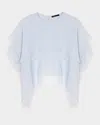 Maje Licapa Tiered Ruffle Blouse In Blue Sky