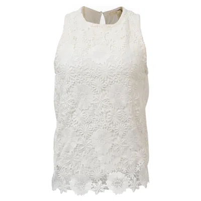 Maje Lidony Floral Lace Top In White Polyester
