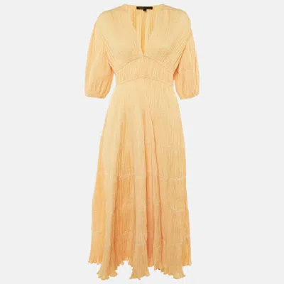 Maje Light Orange Plisse Robbylou Midi Dress