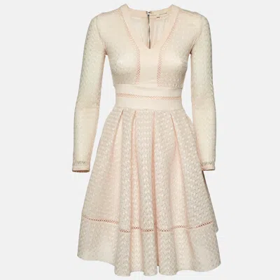 Maje Light Peach Lace Rossignol Pleated Mini Dress In Neutral