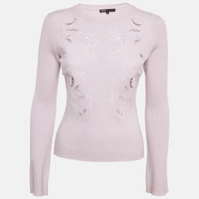 Pre-owned Maje Light Purple Embroidered Knit Mysany Sweater M