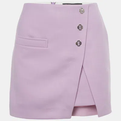Pre-owned Maje Light Purple Gabardine Button Detail Mini Skirt Xs