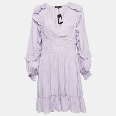 Pre-owned Maje Light Purple Satin Ruffled Ralya Short Dress Xl
